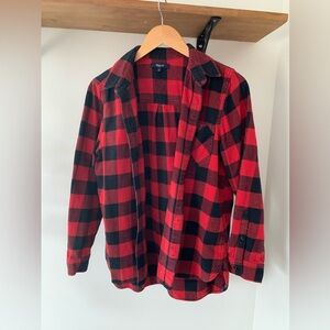 Madewell Red and Black Plaid Flannel Shirt